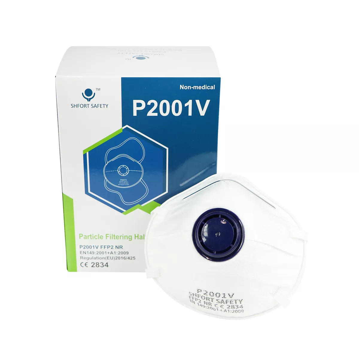 P2001V-FFP2 ФОРМОВАНА МАСКА С КЛАПА 15БР. В КУТИЯ