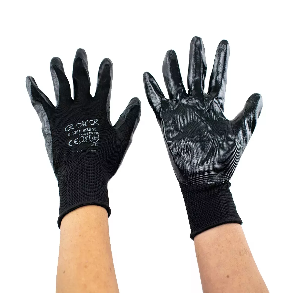 N-1361 13G РЪКАВИЦИ ЧЕРНИ ПОЛИЕСТЕР С НИТРИЛНО ПОКРИТИЕ 10