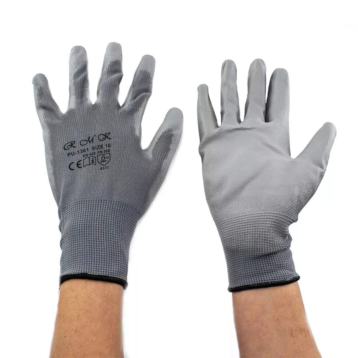 PU-1361 13G РЪКАВИЦИ СИВИ  ПОЛИЕСТЕР 10